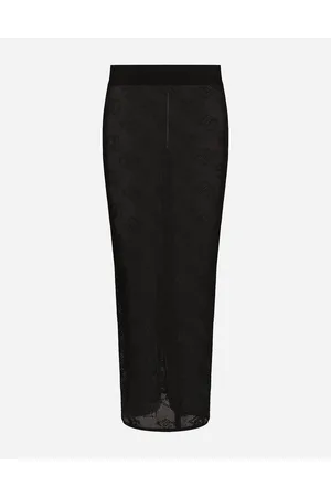 Dolce & Gabbana Mesh-stitch Pencil Skirt With Jacquard Dg Logo - Woman Skirts 36
