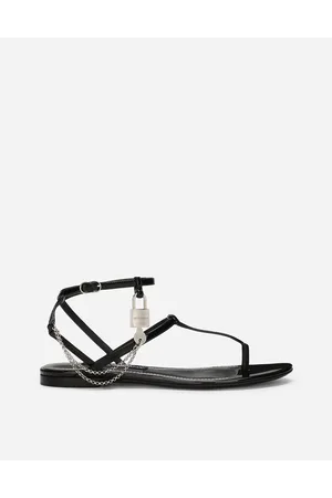 Dolce & Gabbana Patent Leather Sandals - Woman Flat Shoes Leather 36