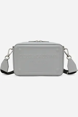 Dolce & Gabbana Calfskin Crossbody Bag - Man Crossbody Bags Gray Leather Onesize