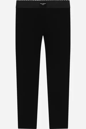 Dolce & Gabbana Jersey Leggings With Logo Tag - Baby Female Trousers And Skirts Black 2 Years