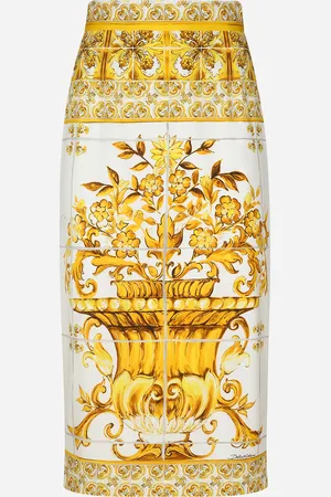 Dolce & Gabbana Majolica- Silk Charmeuse Calf-length Skirt - Woman Skirts Silk 36