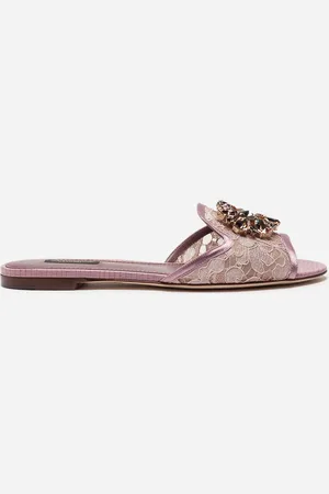 Dolce & Gabbana Slippers In Lace With Crystals - Woman Slides And Mules 39