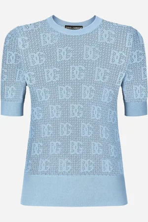 Dolce & Gabbana Lace-stitch Viscose Sweater With Jacquard Dg Logo - Woman Sweaters And Cardigans 36