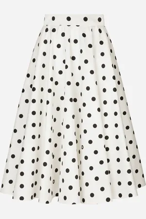 Dolce & Gabbana Cotton Drill Calf-length Circle Skirt With Polka-dot - Woman Skirts 36