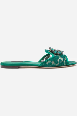 Dolce & Gabbana Lace Slippers With Crystals - Woman Slides And Mules Lace 35