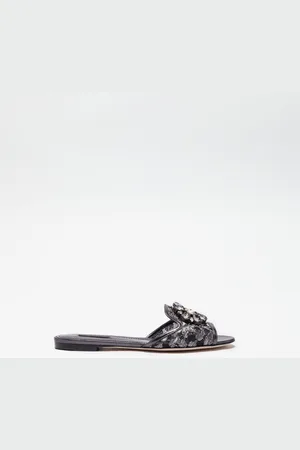 Dolce & Gabbana Slippers In Lace With Crystals - Woman Slides And Mules 35.5