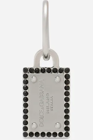 Dolce & Gabbana Single Creole Earring With Logo Tag And Rhinestones - Man Bijoux Metal Onesize