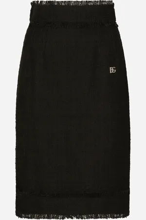 Dolce & Gabbana Tweed Midi Skirt With Dg Logo - Woman Skirts 36