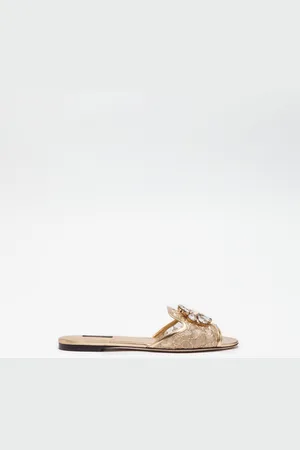 Dolce & Gabbana Slippers In Lace With Crystals - Woman Slides And Mules 35