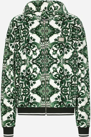 Dolce & Gabbana Zip-up Hoodie With Majolica - Man Sweatshirts Multi-colored Xs