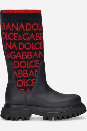 Dolce & Gabbana Knit Boots With Logo - Woman Shoes (24-38) Multi-colored Leather 27