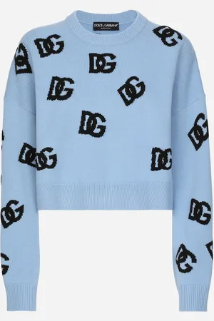 Dolce & Gabbana Wool Round-neck Sweater With Dg Logo Inlay - Woman Sweaters And Cardigans 40