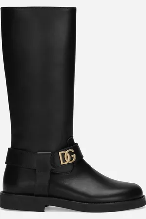 Dolce & Gabbana Calfskin Boots With Dg Logo - Woman Shoes (24-38) 34