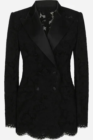 Dolce & Gabbana Double-breasted Branded Floral Cordonetto Lace Turlington-fit Jacket - Woman Blazers 50