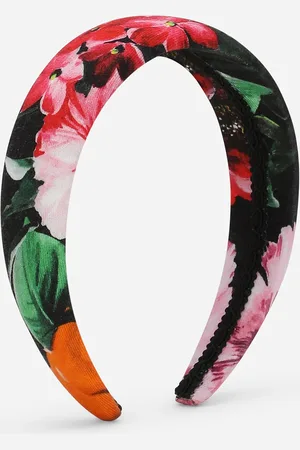 Dolce & Gabbana Viyella Hairband With Floral Over A Black Background - Woman Accessories Onesize