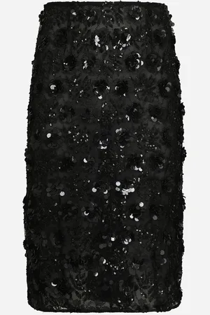 Dolce & Gabbana Lace Calf-length Skirt With All-over Sequins - Woman Skirts 36