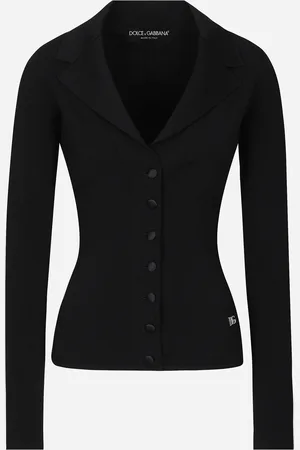 Dolce & Gabbana Short Stretch Viscose Knit Jacket With Dg Logo - Woman Blazers 40