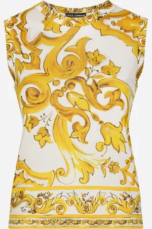 Dolce & Gabbana Sleeveless Silk Sweater With Majolica - Woman T-shirts And Sweatshirts 42
