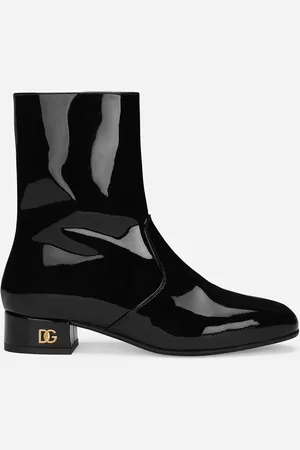 Dolce & Gabbana Patent Leather Ankle Boots With Branded Heel - Woman Shoes (24-38) Leather 31