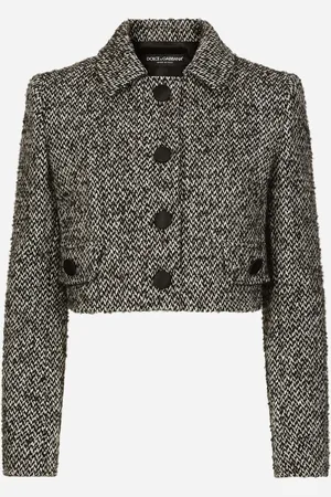 Dolce & Gabbana Short Wool Micro-tweed Jacket - Woman Coats And Jackets Multi-colored 36