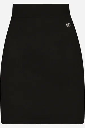 Dolce & Gabbana Short Stretch Viscose Knit Skirt With Dg Logo - Woman Skirts 36