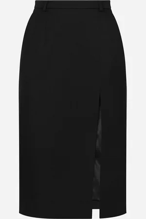 Dolce & Gabbana Calf-length Wool Gabardine Skirt With Slit - Woman Skirts 36