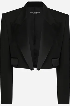 Dolce & Gabbana Short Wool Gabardine Tuxedo Jacket - Woman Blazers Wool 40