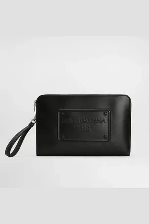 Dolce & Gabbana Large Calfskin Pouch With Raised Logo - Man Briefcase And Clutches Leather Onesize