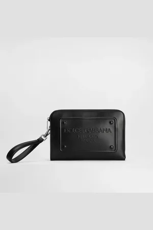 Dolce & Gabbana Small Calfskin Pouch With Raised Logo - Man Briefcase And Clutches Leather Onesize