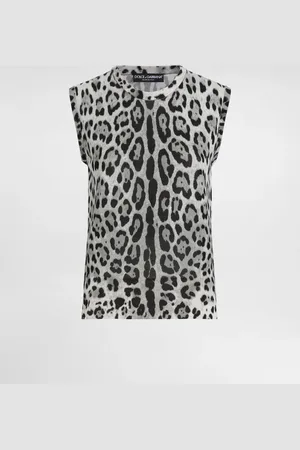 Dolce & Gabbana Silk Tank Top With Leopard - Woman Sweaters And Cardigans 36