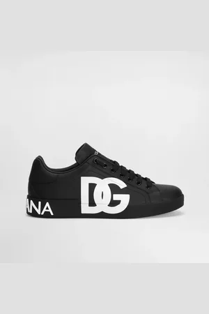 Dolce & Gabbana Calfskin Nappa Portofino Sneakers With Dg Logo Print - Man Sneakers Leather 39