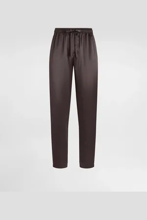 Dolce & Gabbana Silk Pajama Pants With Logo Embroidery - Man Pants And Shorts Multi-colored Silk 44