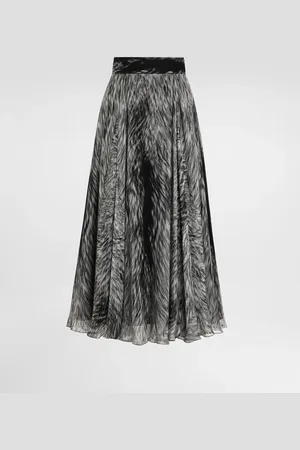 Dolce & Gabbana Chiffon Calf-length Circle Skirt With Fur Print - Woman Skirts 36