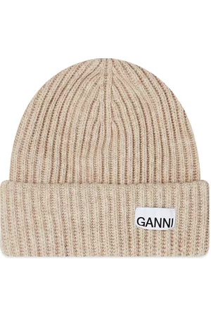 Ganni Logo Structured Rib Beanie