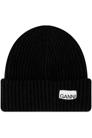 Ganni Logo Structured Rib Beanie
