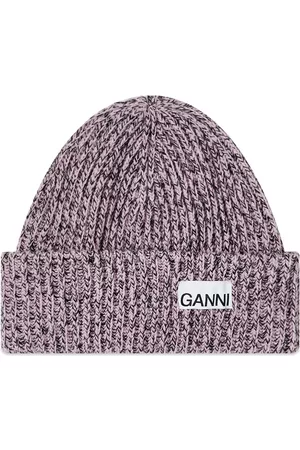 Ganni Structured Rib Logo Beanie