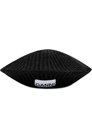 Ganni Structured Rib Logo Beanie