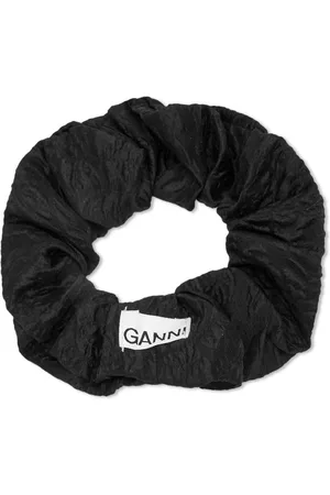 Ganni Crinkled Satin Frill Bow Scrunchie