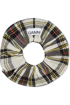 Ganni Silk Check Scrunchie
