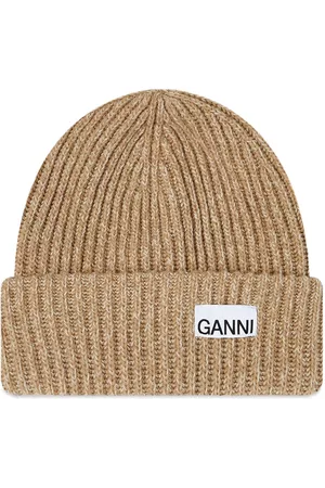 Ganni Structured Rib Logo Beanie