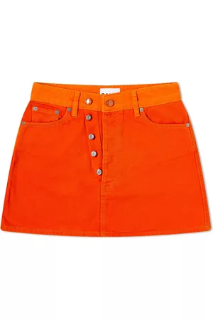 Ganni Overdyed Cutline Denim Double Fly Mini Skirt