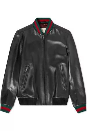 Gucci GRG Taped Leather Bomber Jacket