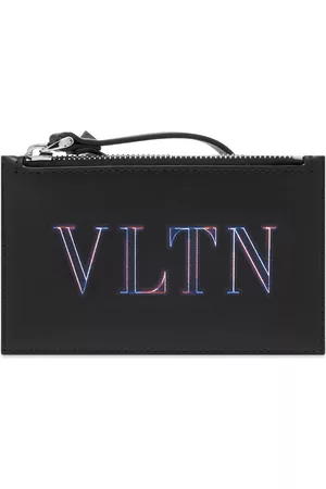 VALENTINO Neon VLTN Logo Zip Card Holder