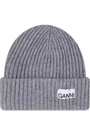 Ganni Logo Structured Rib Beanie