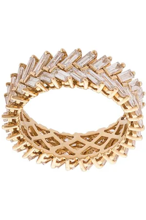 Anita 18kt yellow diamond baguette double row ring