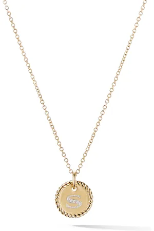David Yurman 18kt yellow S Initial Charm diamond necklace