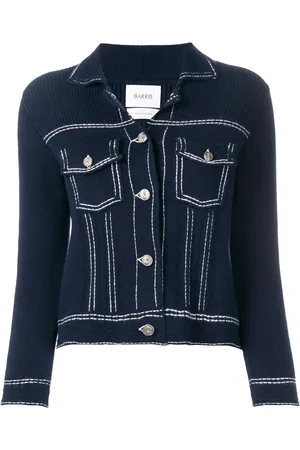 Barrie Contrast-stitch knitted jacket