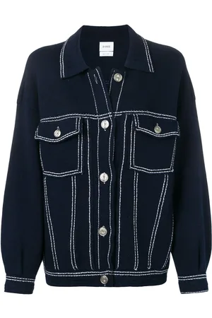 Barrie Contrast-stitching denim-effect jacket