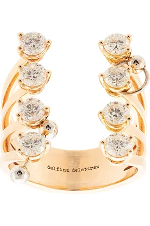 DELFINA DELETTREZ 18kt yellow gold pierced diamond dots ring