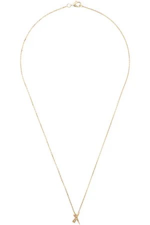 Daou 18kt yellow Kiss diamond pave pendant necklace